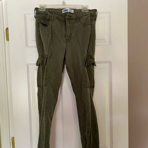 Sateen cargo jeans high waisted